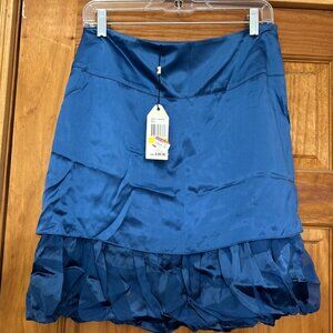 Studio M Rayon Silk Teal Bubble Hem Skirt NWT M